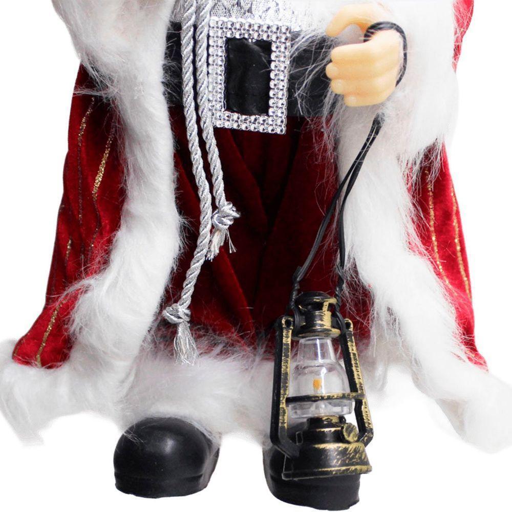 Decoração Papai Noel Com Casaco Saco Presentes Lampião 30cm - 6