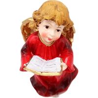 Enfeite Anjo Vermelho Anjinho Com Livro Em Resina Natal 13cm