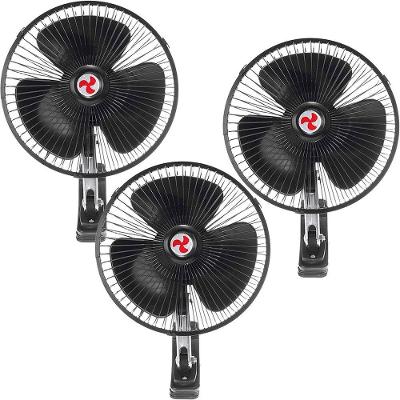 Kit 3 Ventilador Veicular de Mesa Gici Auto 20cm Hélice 3 Pás Preto Mini 12V