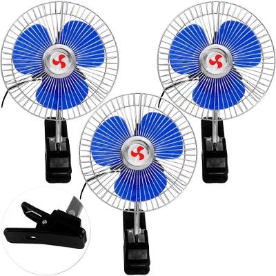 Kit 3 Mini Ventilador Veicular Gici Auto 80W Hélice 15cm 3 Pás Azul 110V