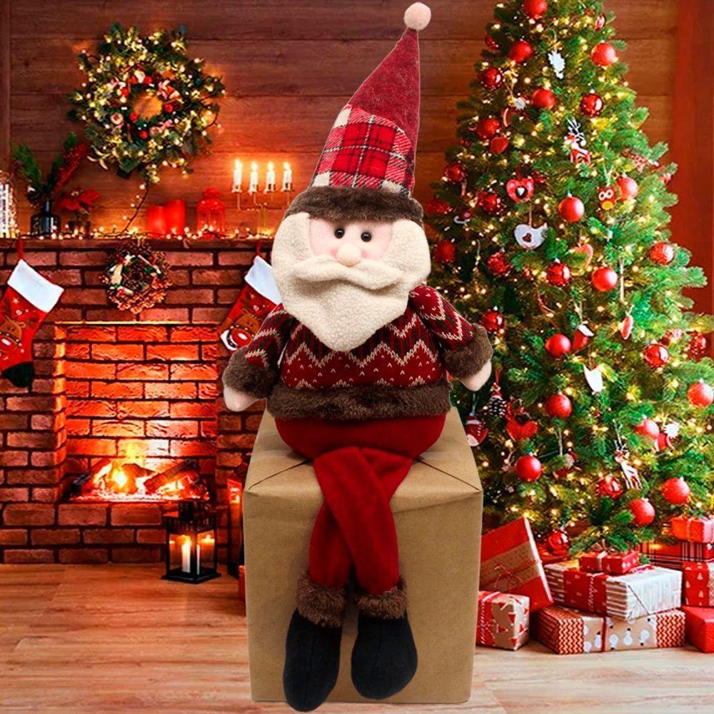 Dupla Bonecos Natalinos Papai Noel Com Pernas Moles De 60cm - 4