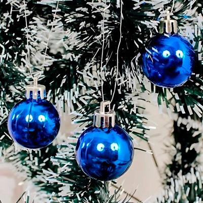 Kit 24 Bolas Azul Lisa Decoração Natalino árvore Natal 60mm