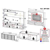 Painel Com Suporte Para TV Até 65 Polegadas Com Aparador 4 Portas Com Espelho Multimóveis MP1089 Rustic Branco - 3