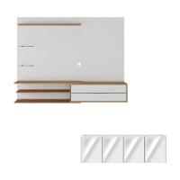 Painel Com Suporte Para TV Até 65 Polegadas Com Aparador 4 Portas Com Espelho Multimóveis MP1089 Rustic Branco - 5