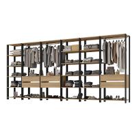 Guarda Roupas Closet Modulado 405cm 6 Peças Com 6 Gavetas E Cabideiros Multimóveis MP4322 Preto Madeirado - 2