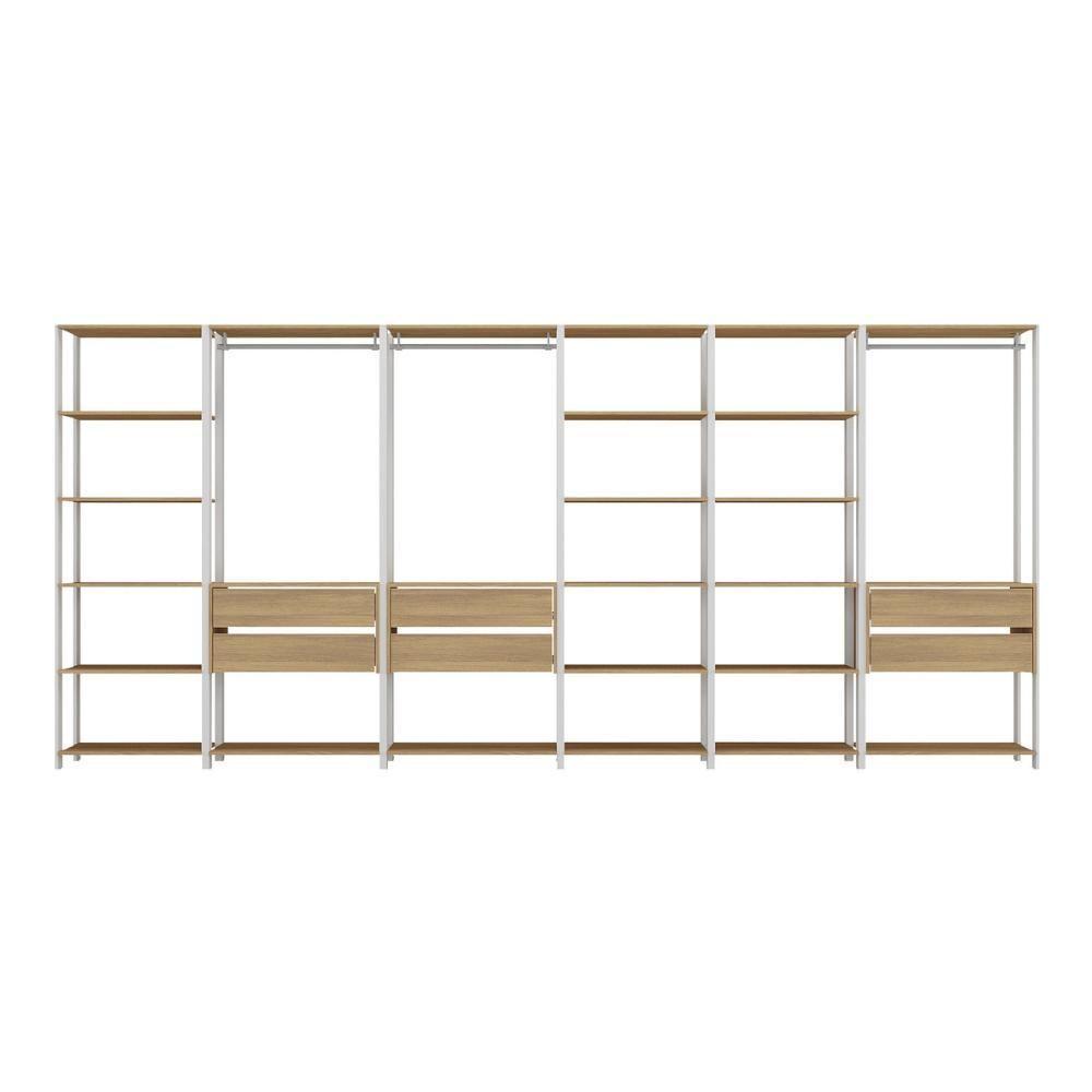 Guarda Roupas Closet Modulado 405cm 6 Peças Com 6 Gavetas E Cabideiros Multimóveis MP4322 Branco Madeirado - 6