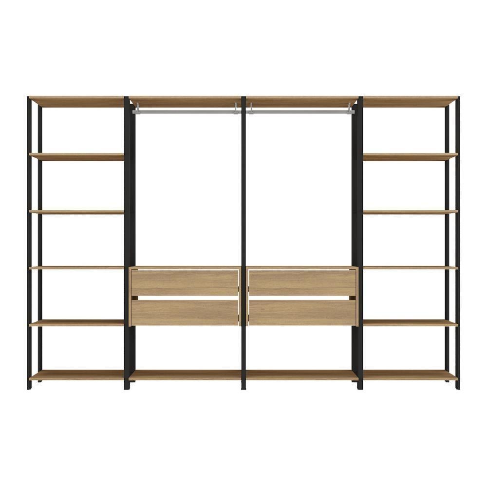 Guarda Roupas Closet Modulado 205cm 4 Peças Com 4 Gavetas E Cabideiros Multimóveis MP4321 Preto Madeirado - 6