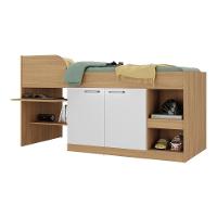 Cama Solteiro Multifuncional Para Colchão 188 X 78cm Com 2 Portas E Escrivaninha Multimóveis MP4234 Rustic Branco - 2