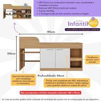 Cama Solteiro Multifuncional Para Colchão 188 X 78cm Com 2 Portas E Escrivaninha Multimóveis MP4234 Rustic Branco - 3