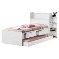 Cama Com Auxiliar Solteiro Gavetas E Baú Branco - 2
