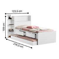 Cama Com Auxiliar Solteiro Gavetas E Baú Branco - 3