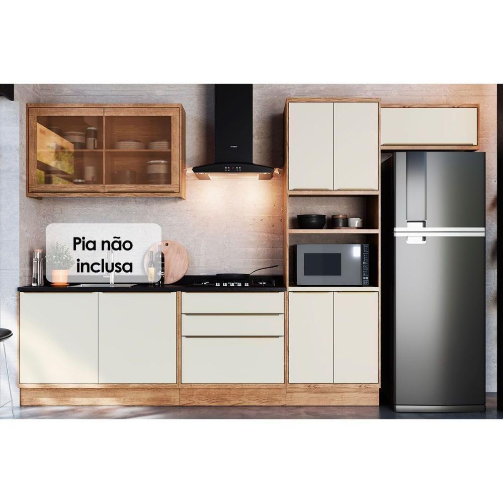 Cozinha Completa Versalis 6 Peças 2 Aéreos 2 Balcões 1 Paneleiro 1 Complemento C6p162 Freijó Cinza Argila Herval - 1