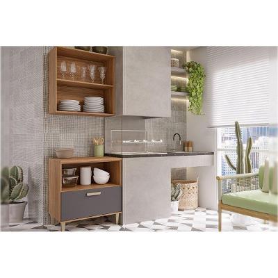 Cozinha Completa 2 Peças Bella 3 Portas 1 Gaveta MDF 80cm Titânio Moderna