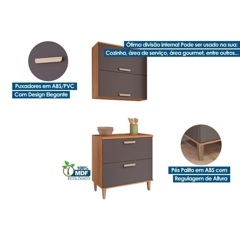 Cozinha Completa Bella 2 Peças 1 Aéreo 1 Balcão 80cm Freijó Titanium - 3