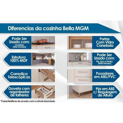 Cozinha Completa Bella 6 Peças 3 Portas 1 Gaveta MDF 80cm Freijó