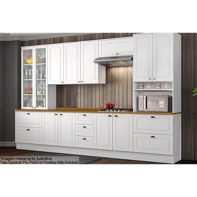 Cozinha Completa Americana Kit 8 Módulos 10 Portas 7 Gavetas MDF Branco