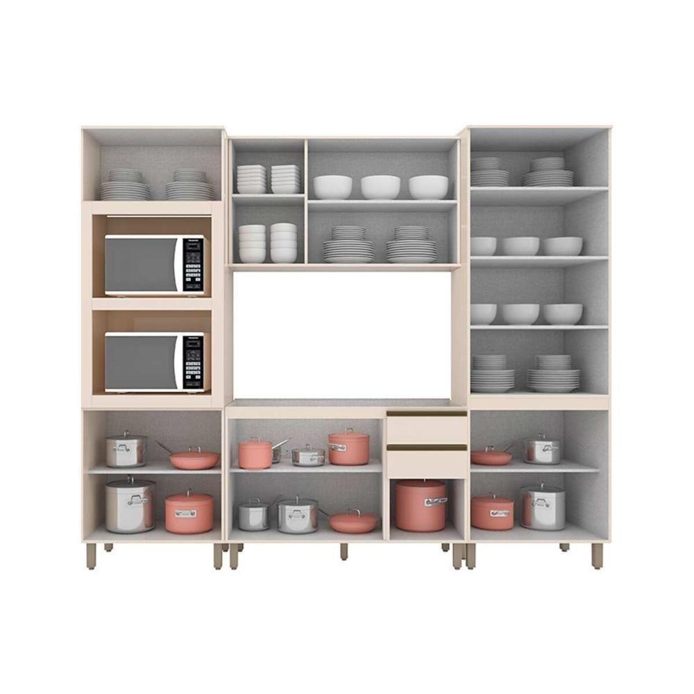 Cozinha Completa 6 Peças Connect 1 Aéreo Balcão 2 Paneleiros 2 Complementos C5p73 Off White - 4