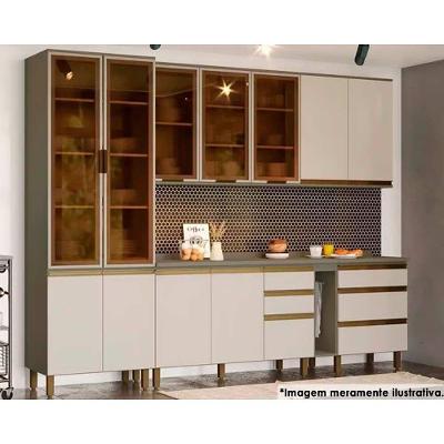 Cozinha Completa Connect 11 Portas 5 Gavetas 10 Módulos Branco Duna Cristal