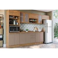 Cozinha Completa 8 Peças Botanic 3 Aéreos 2 Balcões 1 Paneleiro 2 Complementos M663 Nogueira Fendi - 1