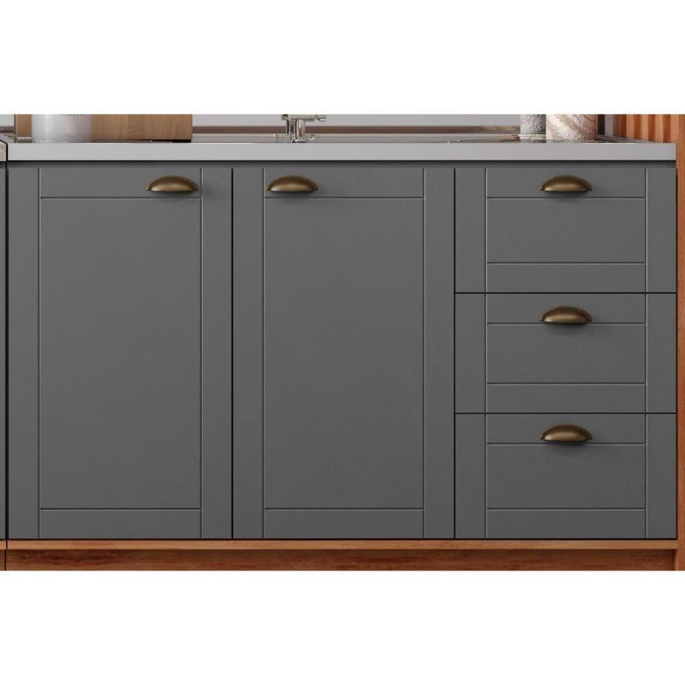 Cozinha Completa 9 Peças Bella 3 Aéreos 2 Balcões Cristaleira 3 Complementos C9p53 Nogal Cinza - 5