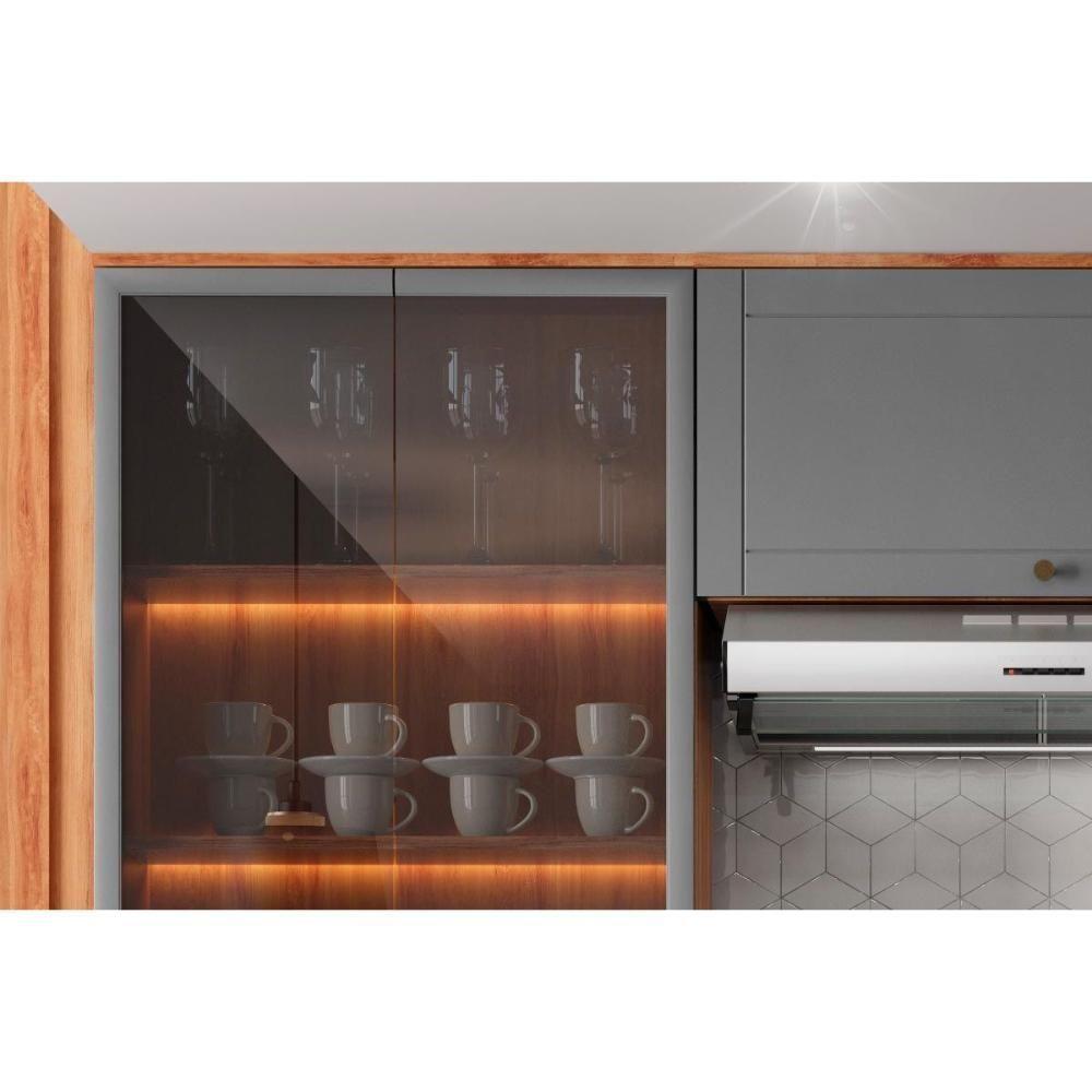 Cozinha Completa 9 Peças Bella 3 Aéreos 2 Balcões Cristaleira 3 Complementos C9p53 Nogal Cinza - 6