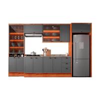 Cozinha Completa 9 Peças Bella 3 Aéreos 2 Balcões Cristaleira 3 Complementos C9p53 Nogal Cinza - 2
