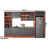 Cozinha Completa 9 Peças Bella 3 Aéreos 2 Balcões Cristaleira 3 Complementos C9p53 Nogal Cinza - 3