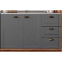 Cozinha Completa 9 Peças Bella 3 Aéreos 2 Balcões Cristaleira 3 Complementos C9p53 Nogal Cinza - 5