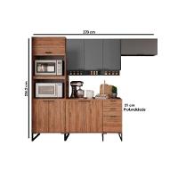 Cozinha Completa 4 Peças Alpha 2 Aéreos 1 Balcão 1 Torre Quente C4p73 Freijó Cinza - 2