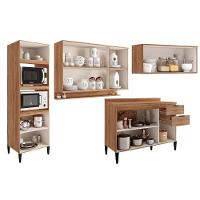 Cozinha Completa 4 Peças Alpha 2 Aéreos 1 Balcão 1 Torre Quente C4p73 Freijó Cinza - 3