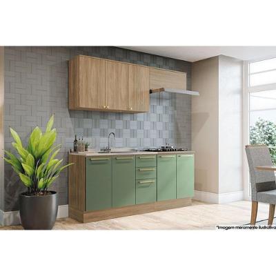 Cozinha Completa Botanic M665 Kit 5 Peças em MDF Verde com Aéreos e Balcões
