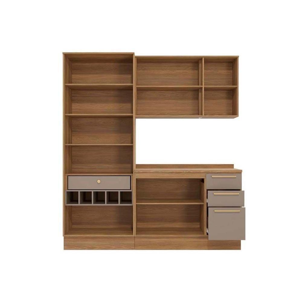 Cozinha Completa 4 Peças Botanic 1 Aéreo Balcão Cristaleira 1 Complemento M656 Nogueira Fendi - 4