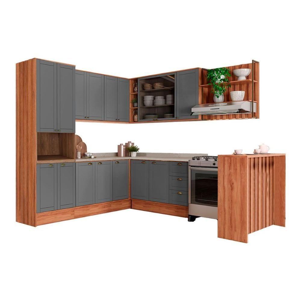 Cozinha Completa 9 Peças Bella 3 Aéreos 3 Balcões 1 Torre Quente 1 Ilha 1 Complemento C9p200 Branco - 2