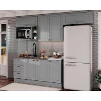 Cozinha Completa 7 Peças Americana 4 Aéreos 2 Balcões 1 Complemento Sem Pia Cz139 Cinza - 1