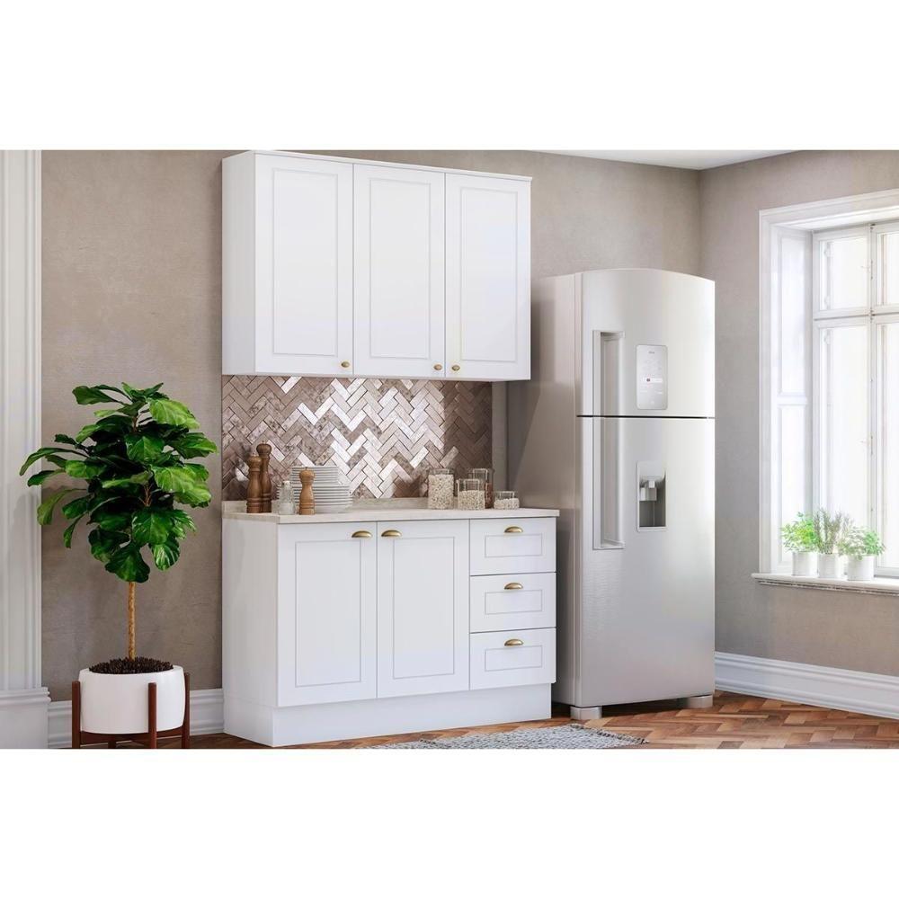 Cozinha Completa 3 Peças Americana 1 Aéreo 1 Balcão Complemento Cz122 Branco - 1