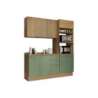 Cozinha Completa 4 Peças Botanic 1 Aéreo Balcão 1 Paneleiro 1 Complemento M664 Nogueira Verde Oliva - 1