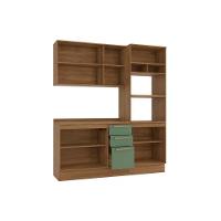 Cozinha Completa 4 Peças Botanic 1 Aéreo Balcão 1 Paneleiro 1 Complemento M664 Nogueira Verde Oliva - 2