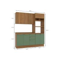 Cozinha Completa 4 Peças Botanic 1 Aéreo Balcão 1 Paneleiro 1 Complemento M664 Nogueira Verde Oliva - 5