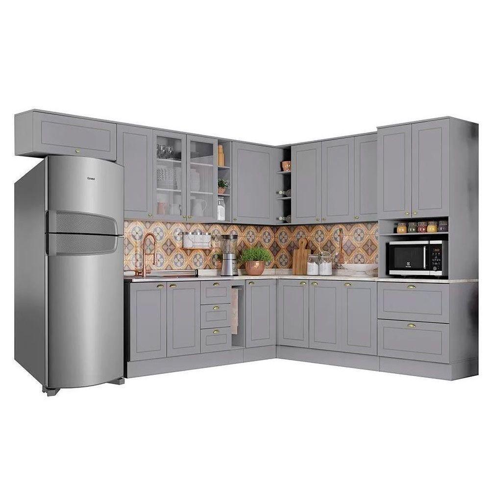 Cozinha Completa 16 Peças Americana 1 6 Aéreos 5 Balcões 1 Paneleiro 4 Complementos C5p38 Cinza - 3