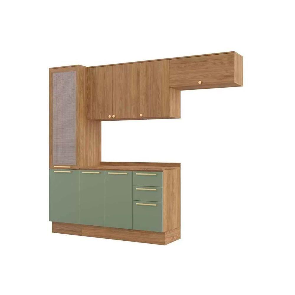 Cozinha Completa 5 Peças Botanic 2 Aéreos 1 Balcão 1 Paneleiro 1 Complemento M659 Nogueira Fendi - 5