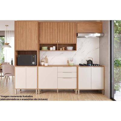 Kit de Cozinha Completa Divina 10 Portas 2 Gavetas MDF Off White Freijó