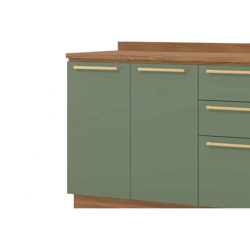 Cozinha Completa 5 Peças Botanic 3 Aéreos 1 Balcão 1 Complemento M662 Nogueira Verde Oliva - 7