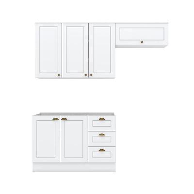Cozinha Completa Americana Cz136 6 Portas 3 Gavetas MDF 120cm Branco sem Pia