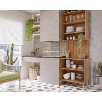 Cozinha Completa 3 Peças Divina 1 Aéreo 1 Balcão Complemento Cz006 Freijó Off White - 3