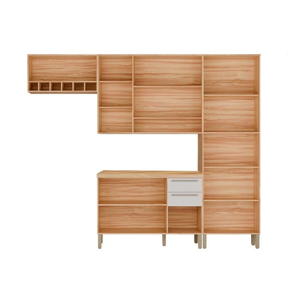 Cozinha Completa 4 Peças Nápoli Prime 2 Aéreos 1 Balcão 1 Paneleiro C4p01 Amendoa Off White Ronipa - 4