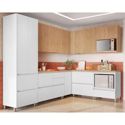 Cozinha Completa 9 Peças Rainha Gourmet C9P34 8 Portas 13 Gavetas MDF Branco