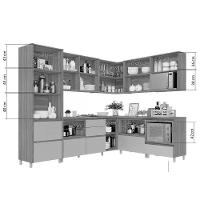 Cozinha Completa 9 Peças Rainha Gourmet 4 Aéreos 4 Balcões 1 Paneleiro C9p34 Branca Nature - 2