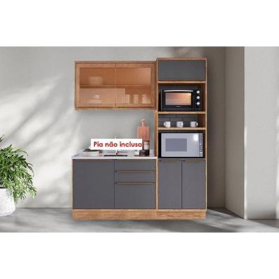 Cozinha Completa 3 Peças Versalis 7 Portas 3 Gavetas MDF 120cm Grafite Moderno
