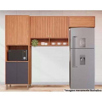 Cozinha Completa 3 Peças Divina 4 Portas MDF 223cm Titânio com Nicho para Forno
