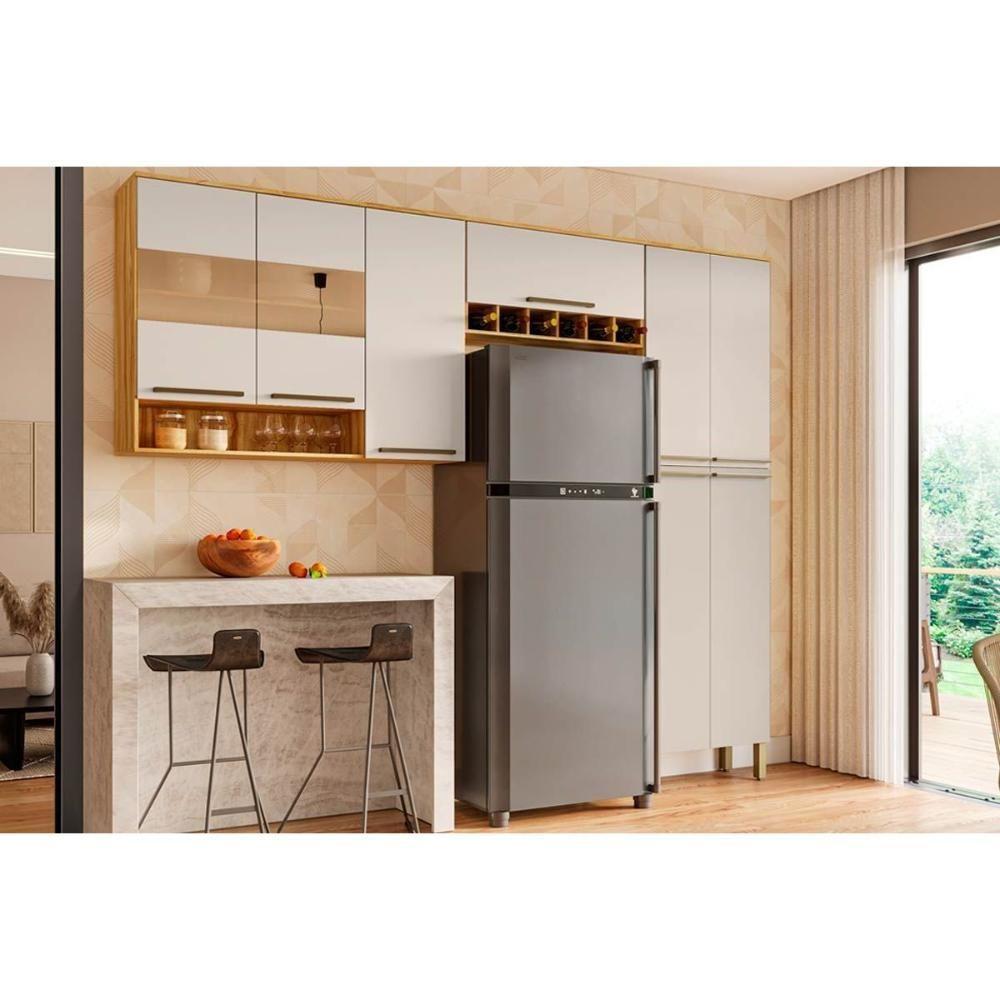 Cozinha Completa 3 Peças Nápoli Prime 2 Aéreos 1 Paneleiro Cpt02 Amendoa Off White Ronipa - 1